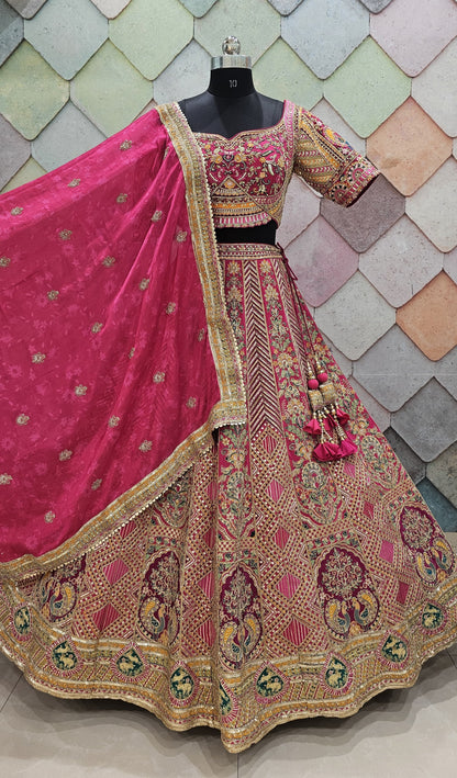 Awesome green peacock Crop top Lehengal