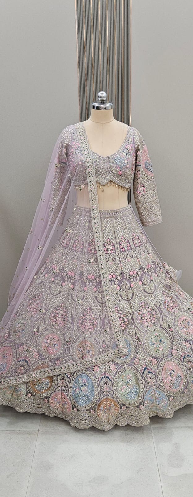 Attractive Lavender Crop top Lehenga