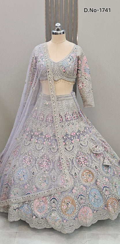 Attractive Lavender Crop top Lehenga