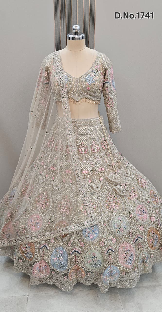 Attractive Lavender Crop top Lehenga