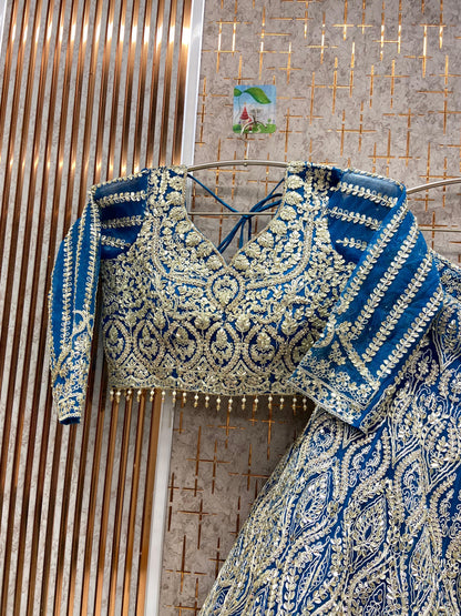 Embellished Hot pink Crop top Lehenga