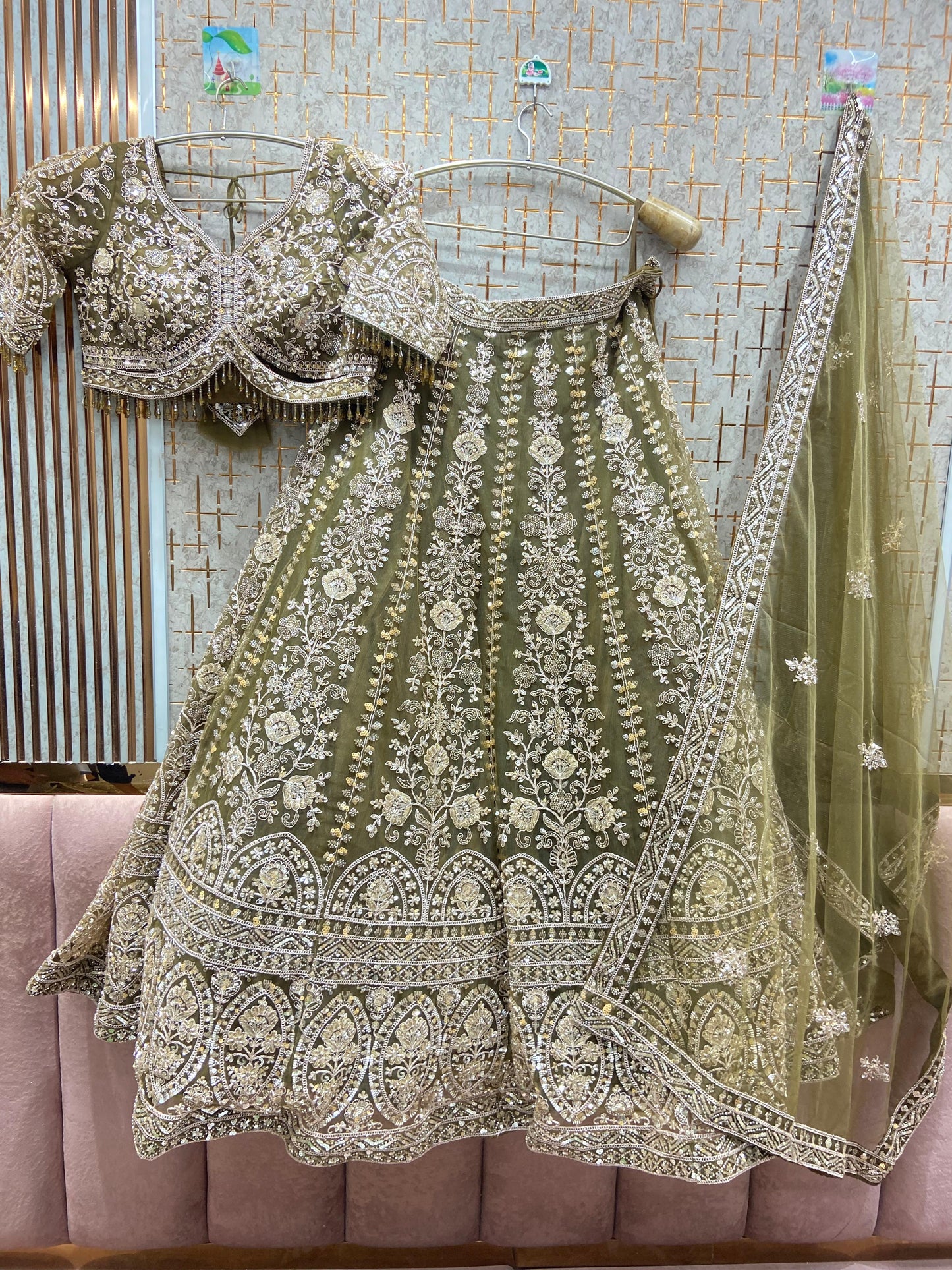 Engaging Lavender Crop top Lehenga