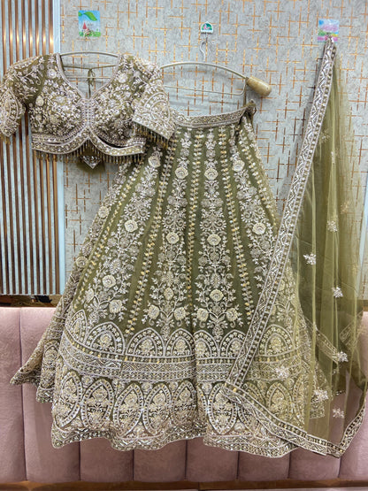 Engaging Lavender Crop top Lehenga
