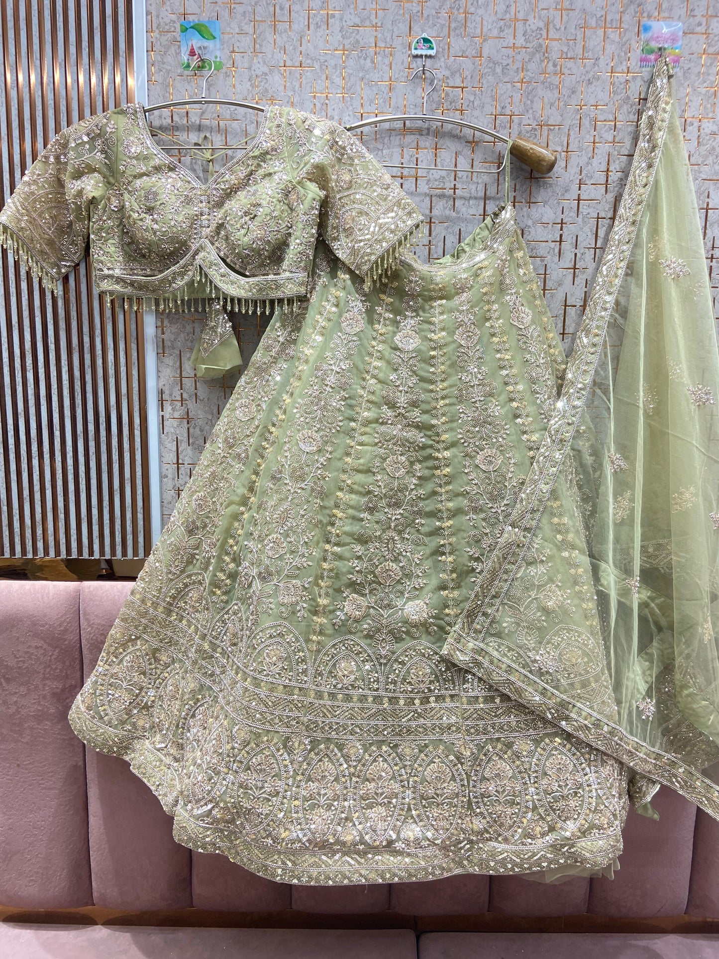 Engaging Lavender Crop top Lehenga