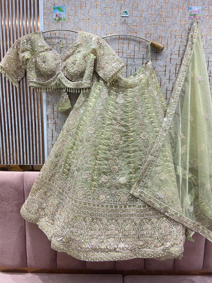 Engaging Lavender Crop top Lehenga