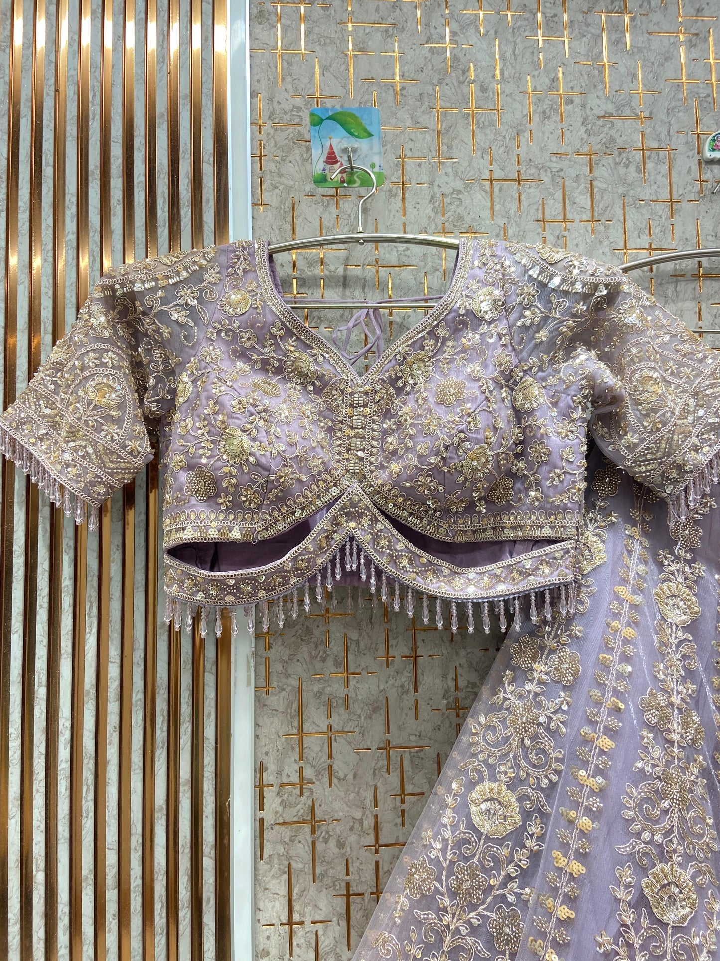 Engaging Lavender Crop top Lehenga