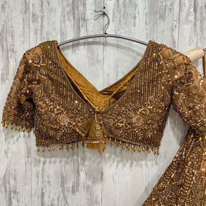 Lovely on golden monotone crop Lehenga