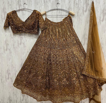 Lovely on golden monotone crop Lehenga