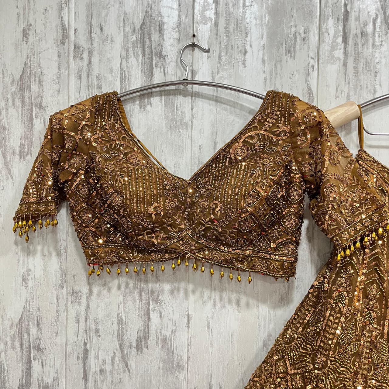 Lovely on golden monotone crop Lehenga