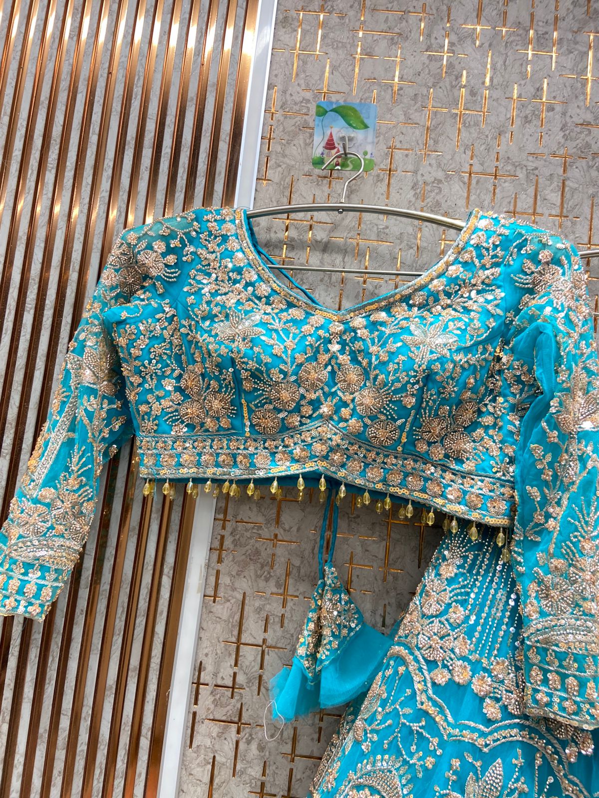 Pretty Sky blue Crop top Lehenga