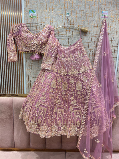 Pretty Sky blue Crop top Lehenga