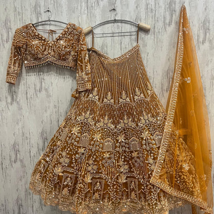 Charming mustard crop top Lehenga