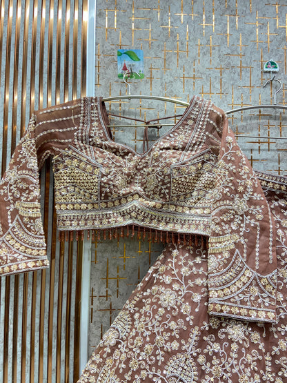 Majestic Sky blue Crop top Lehenga