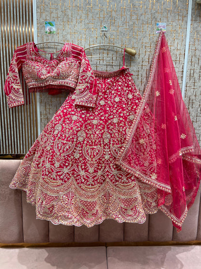 Majestic Sky blue Crop top Lehenga