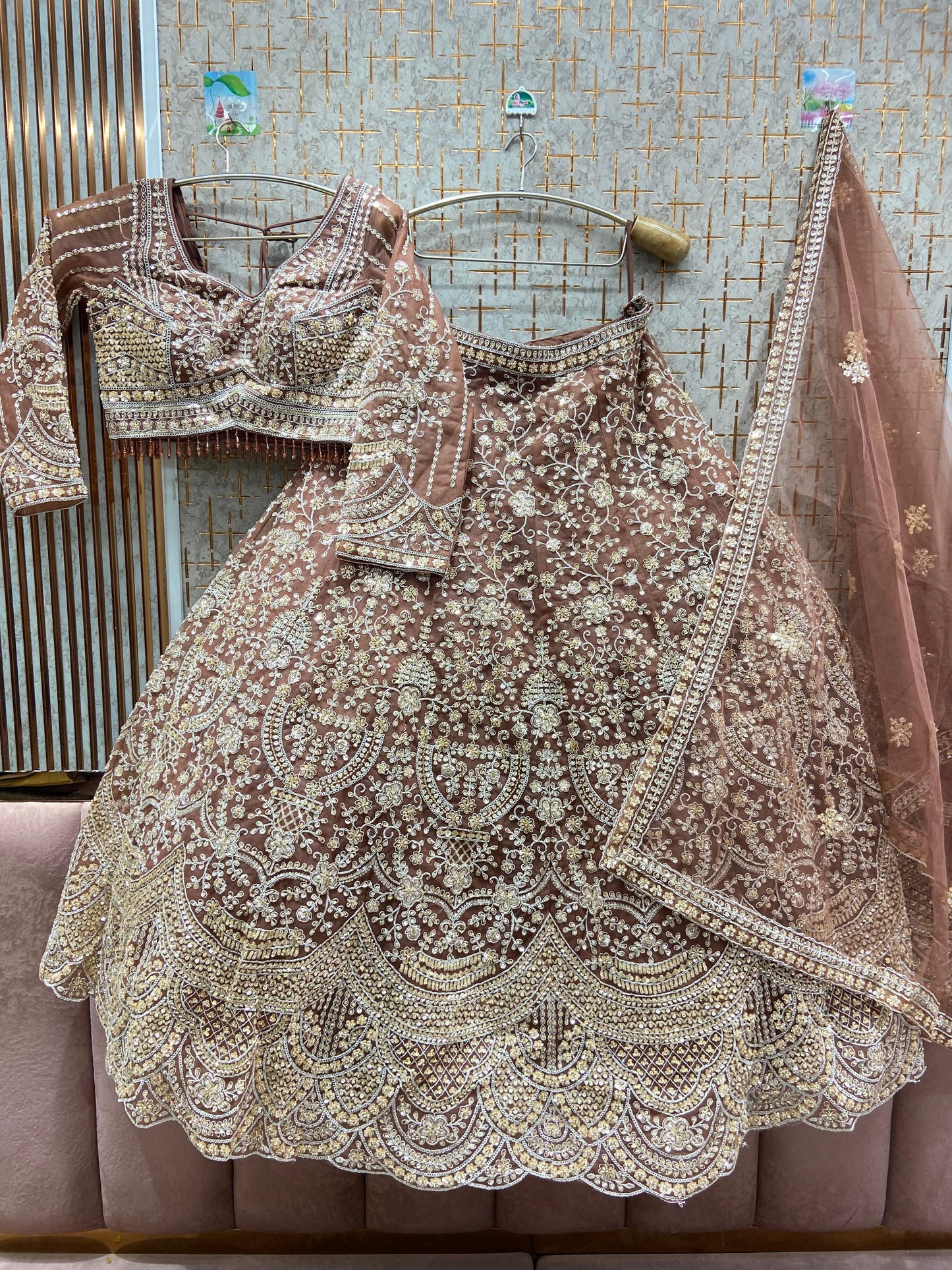 Majestic Sky blue Crop top Lehenga