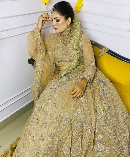 Amazing beige peach crop top Lehenga happy customer