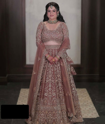 Tremendous light peach Crop top Lehenga Happy Customer