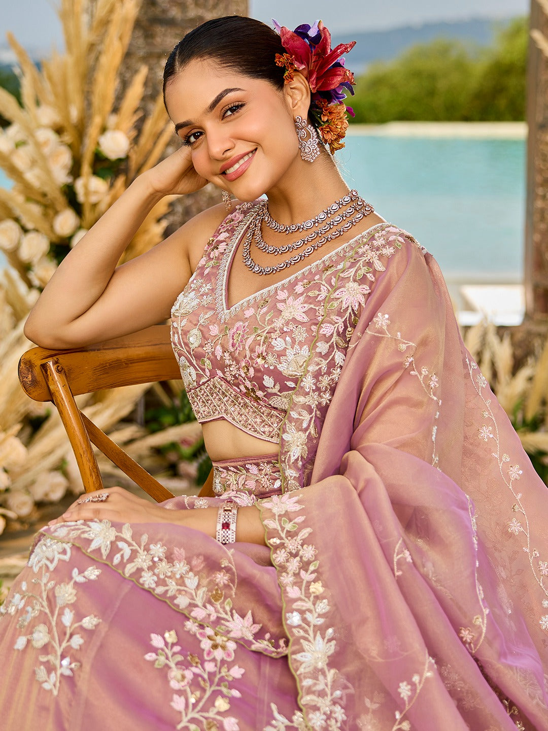 Awesome pink mari gold Lehenga