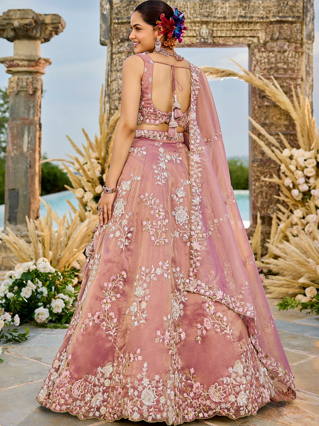 Awesome pink mari gold Lehenga