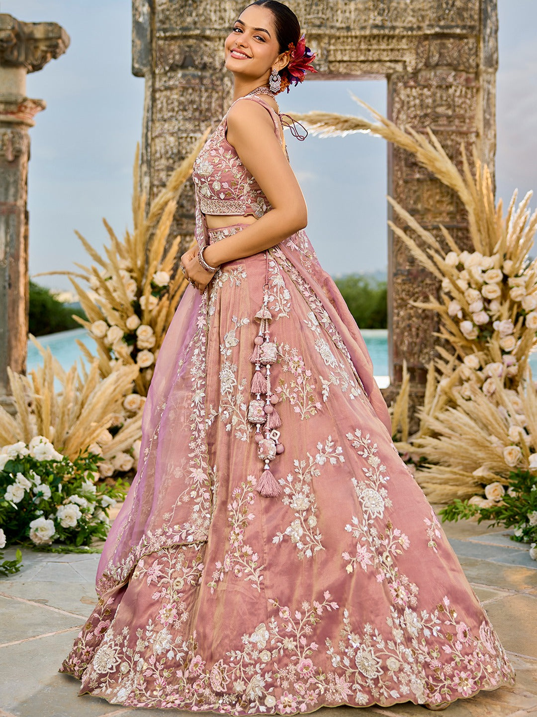 Awesome pink mari gold Lehenga