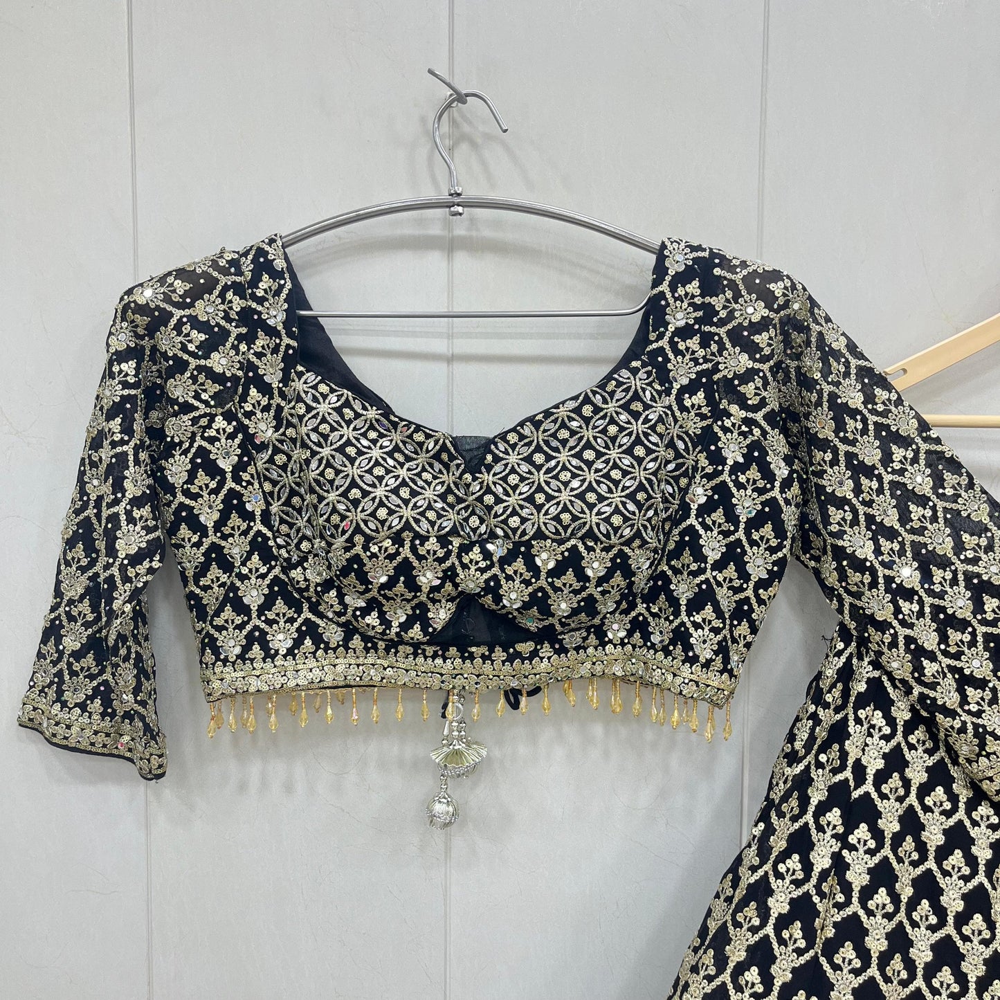 Majestic Dark green crop top Lehenga