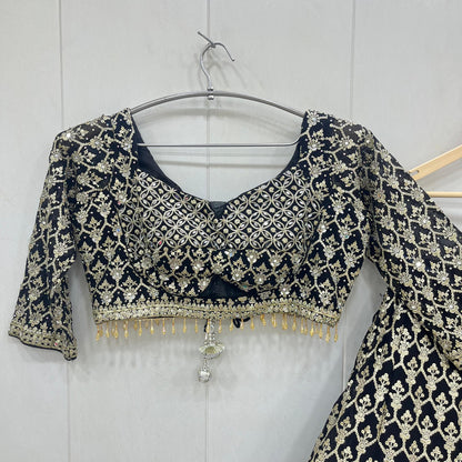 Majestic Dark green crop top Lehenga