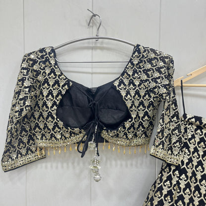 Majestic Dark green crop top Lehenga