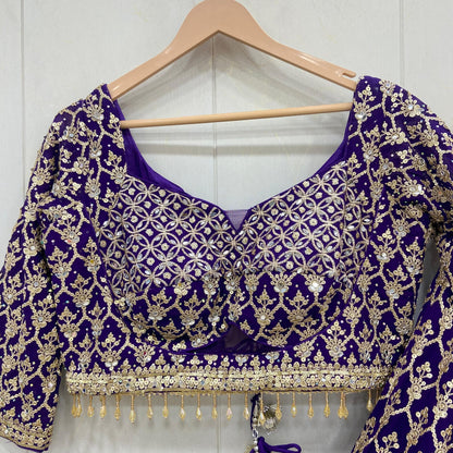 Majestic Dark green crop top Lehenga