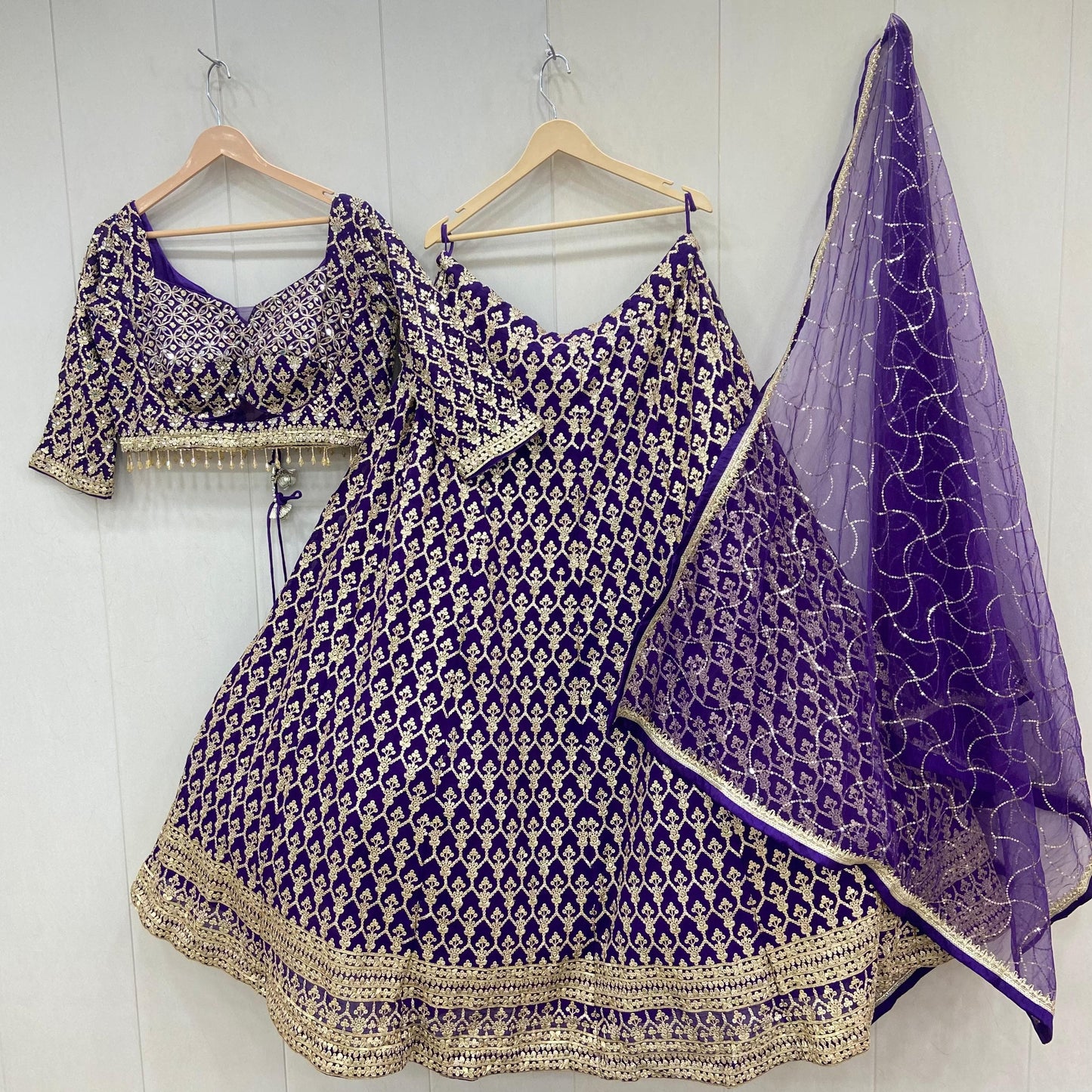 Majestic Dark green crop top Lehenga