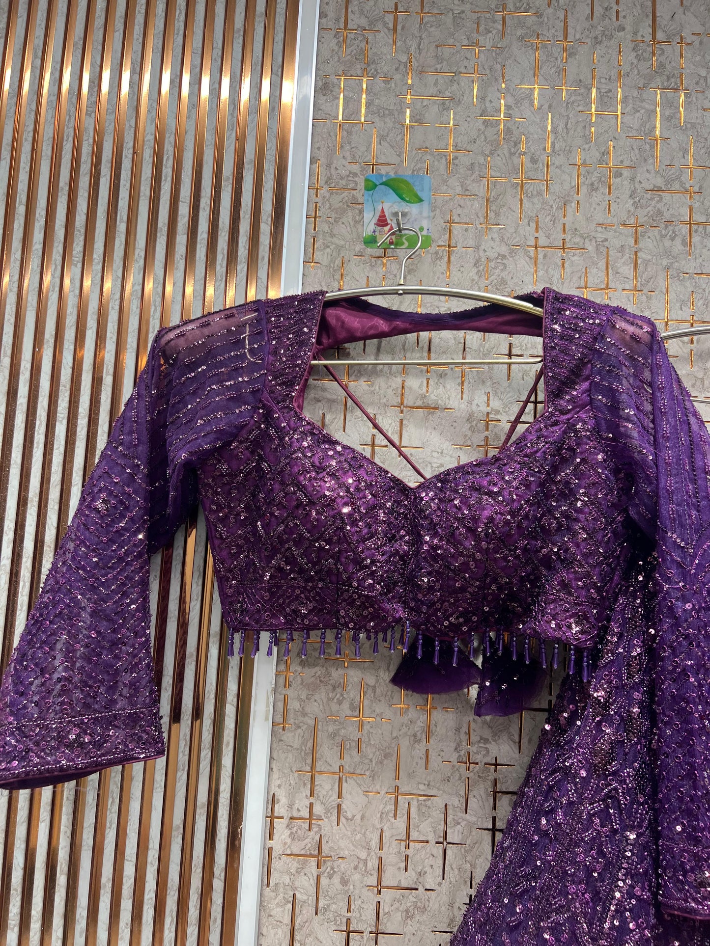 Astonishing Navy blue monotone crop top Lehenga