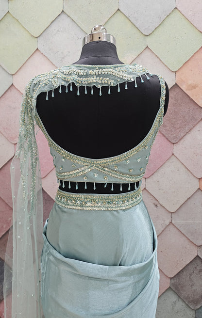 Pretty pink Drape Hand work drape Saree Lehenga