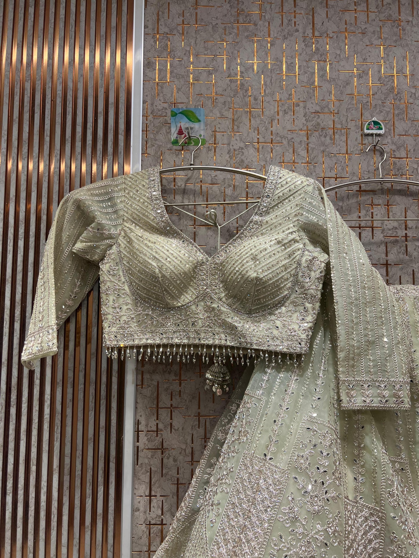 Eye catching light blue crop top Lehenga