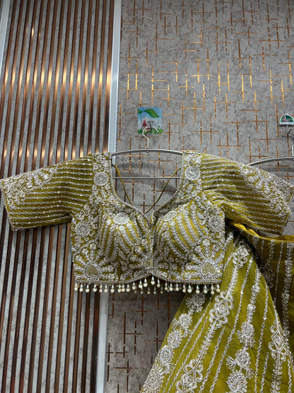 Lavishing Sky blue crop top Lehenga