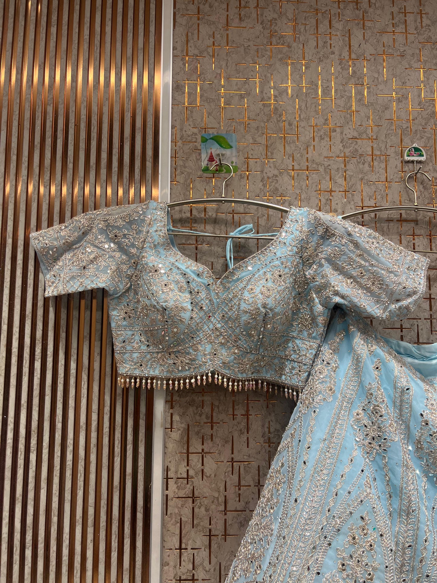 Pretty Sky blue crop top Lehenga