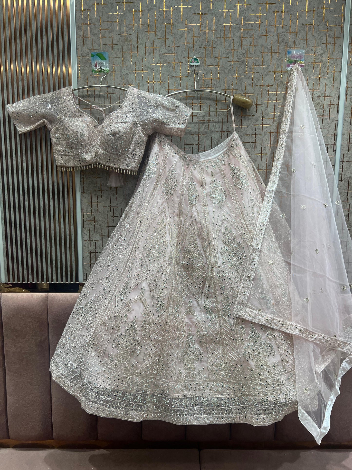 Pretty Sky blue crop top Lehenga