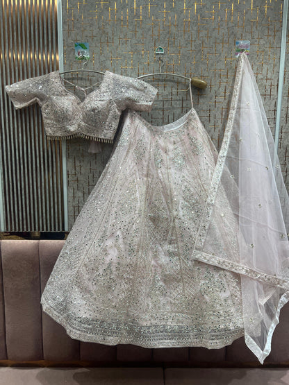 Pretty Sky blue crop top Lehenga