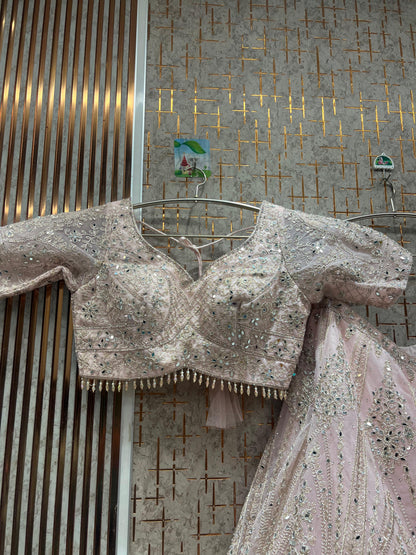 Pretty Sky blue crop top Lehenga