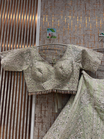 Beautiful pista green crop top Lehenga