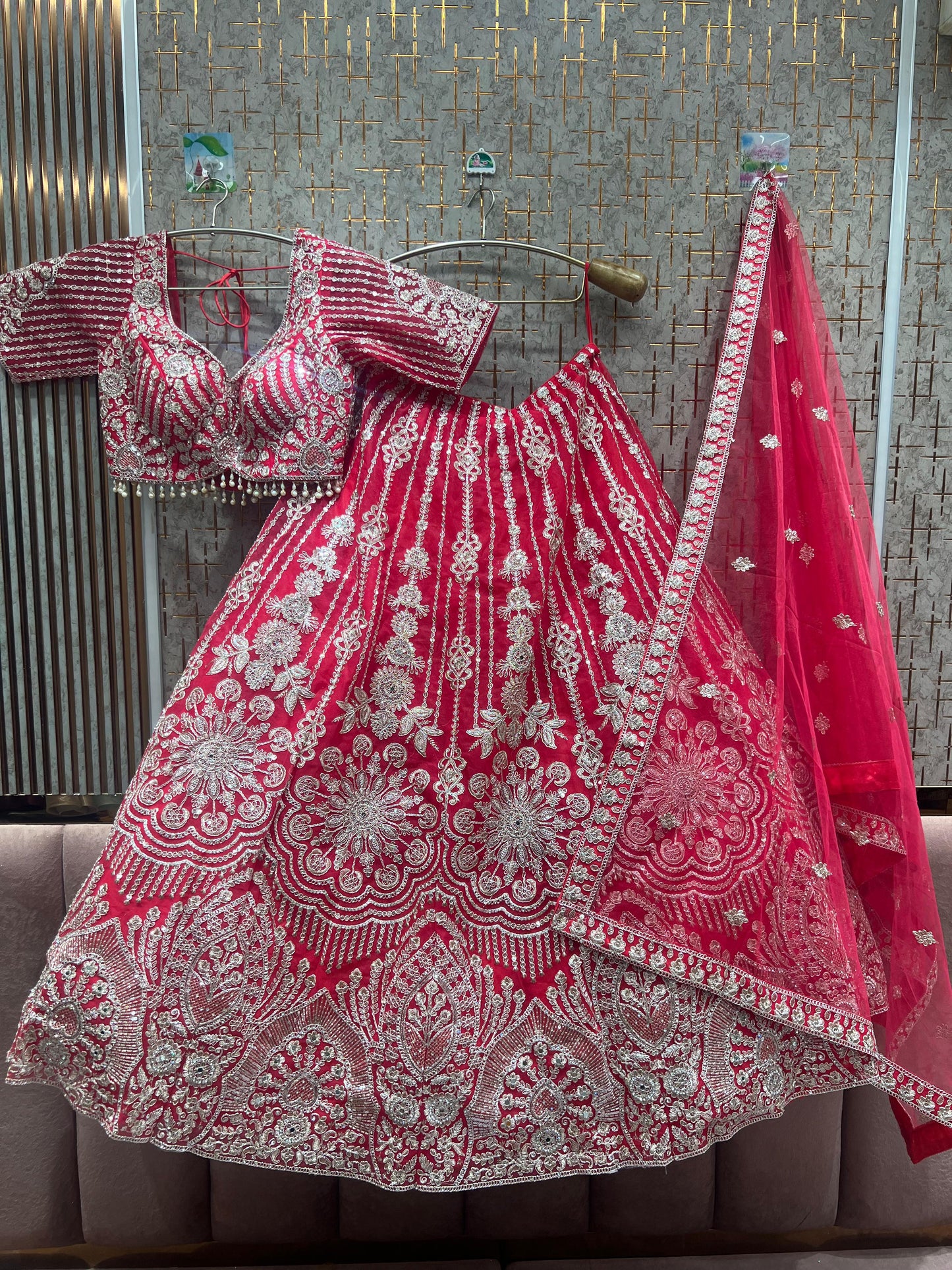 Lavishing Sky blue crop top Lehenga