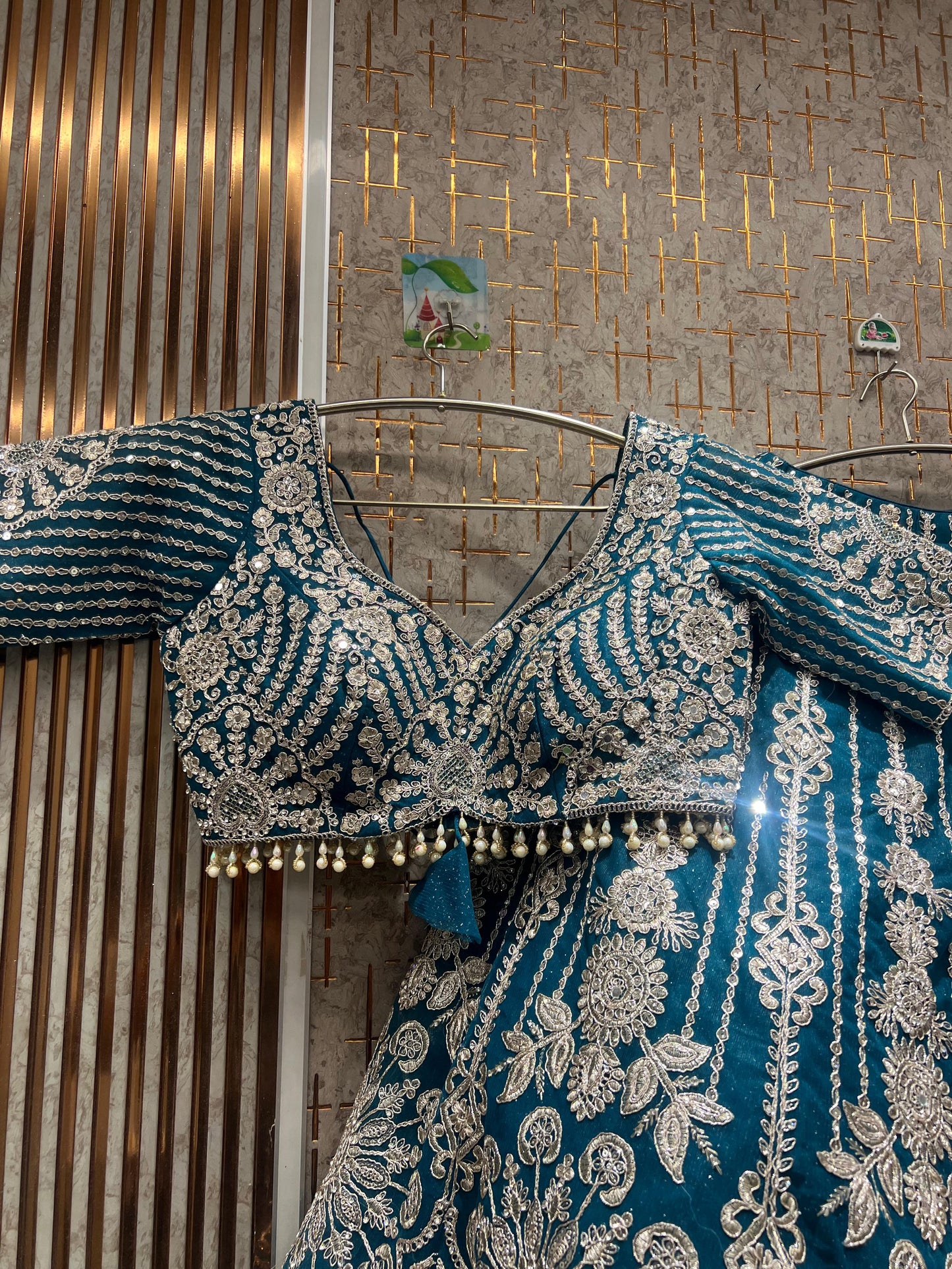 Lavishing Sky blue crop top Lehenga