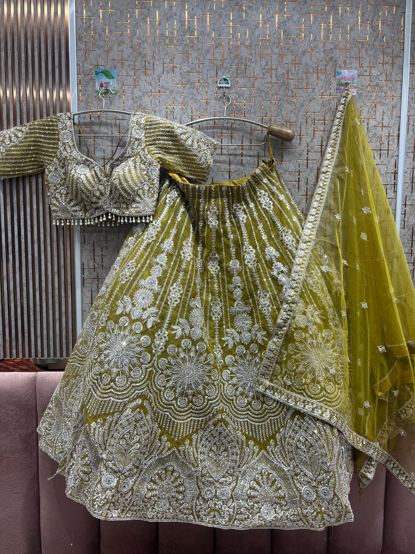 Lavishing Sky blue crop top Lehenga