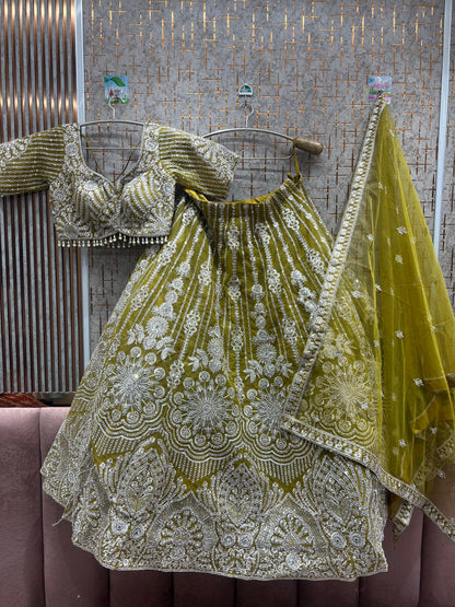 Lavishing Sky blue crop top Lehenga