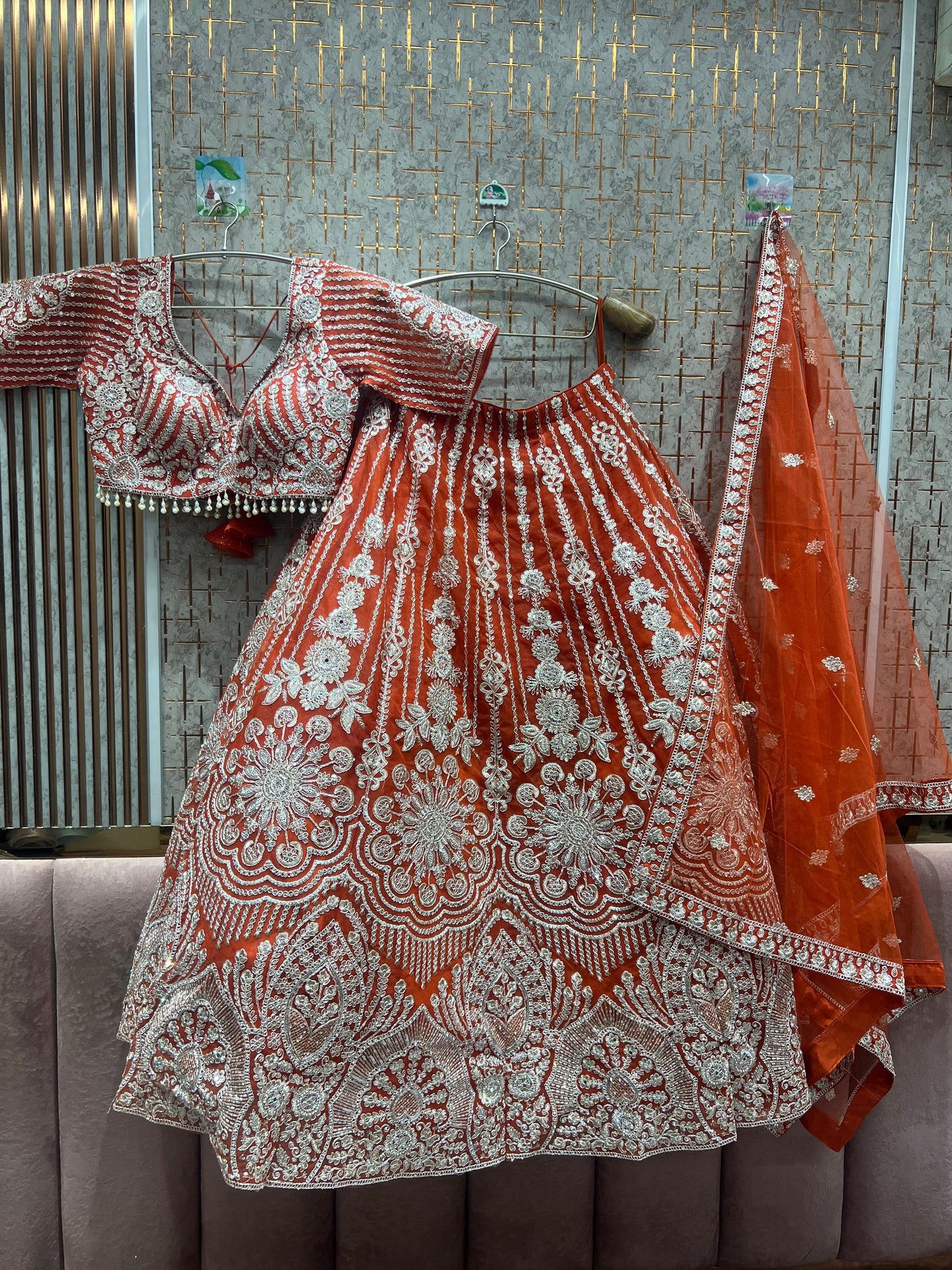 Lavishing Sky blue crop top Lehenga