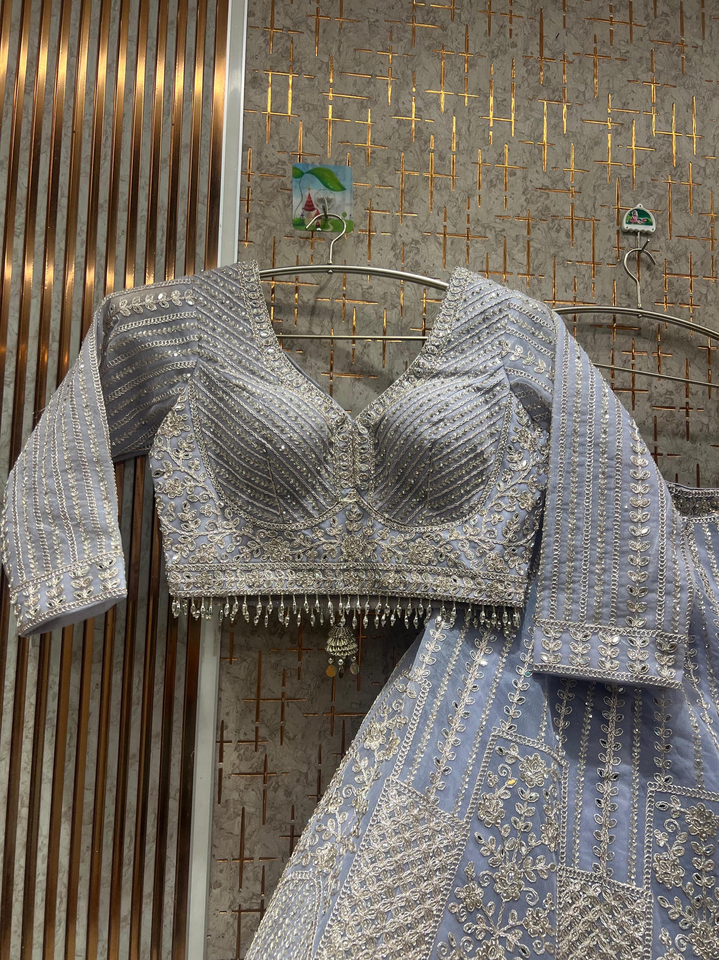 Eye catching light blue crop top Lehenga