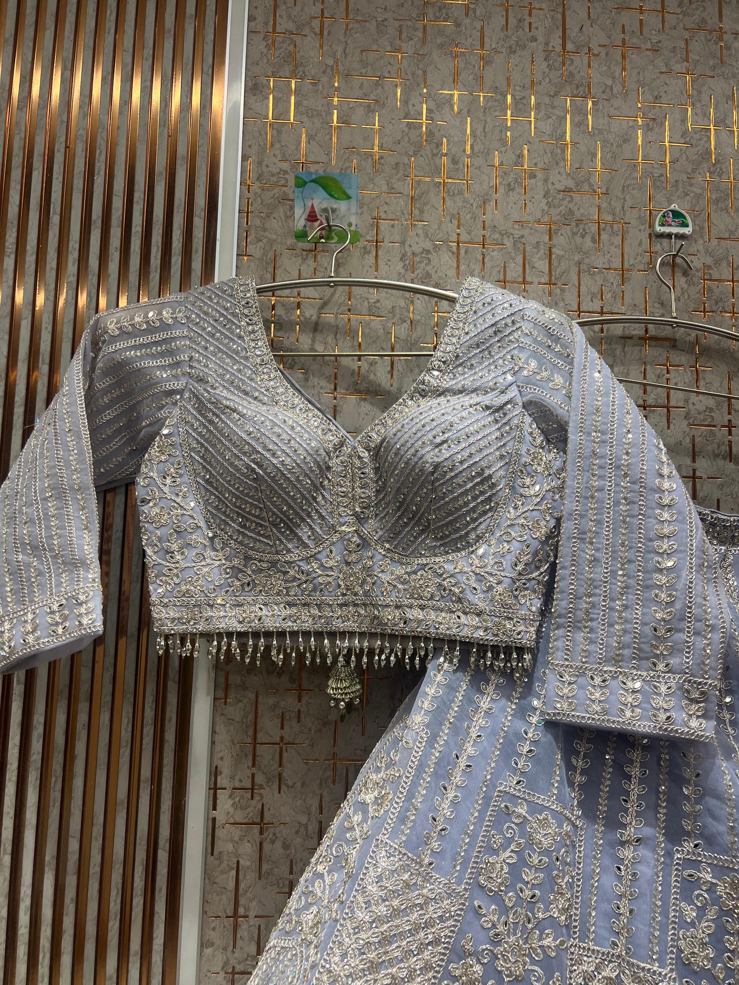 Eye catching light blue crop top Lehenga