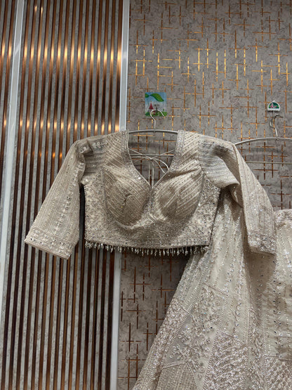 Eye catching light blue crop top Lehenga