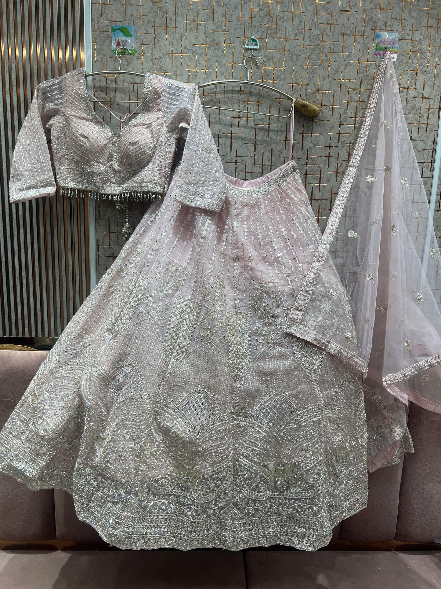 Eye catching light blue crop top Lehenga