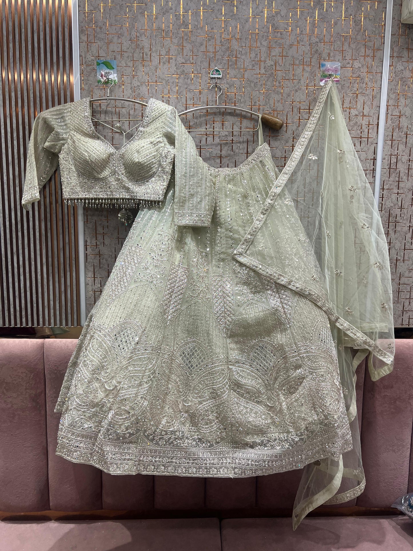 Eye catching light blue crop top Lehenga