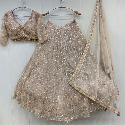 Amazing light pink beige crop top Lehenga