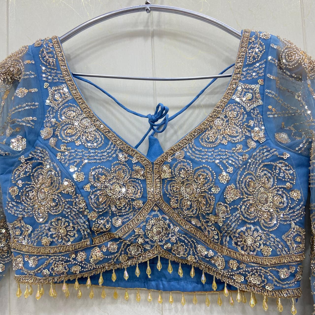 Awesome Sky blue crop top Lehenga